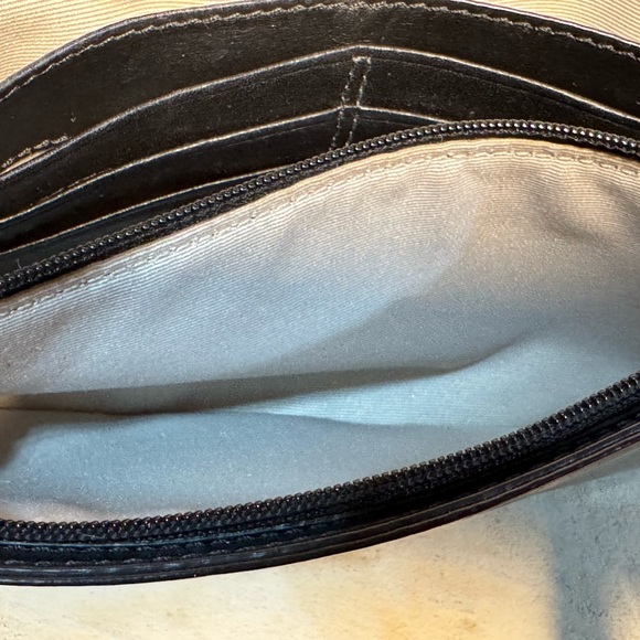 Coach Black Silver Patent Leather Cloth Large Wristlet Wallet - Picture 10 of 11